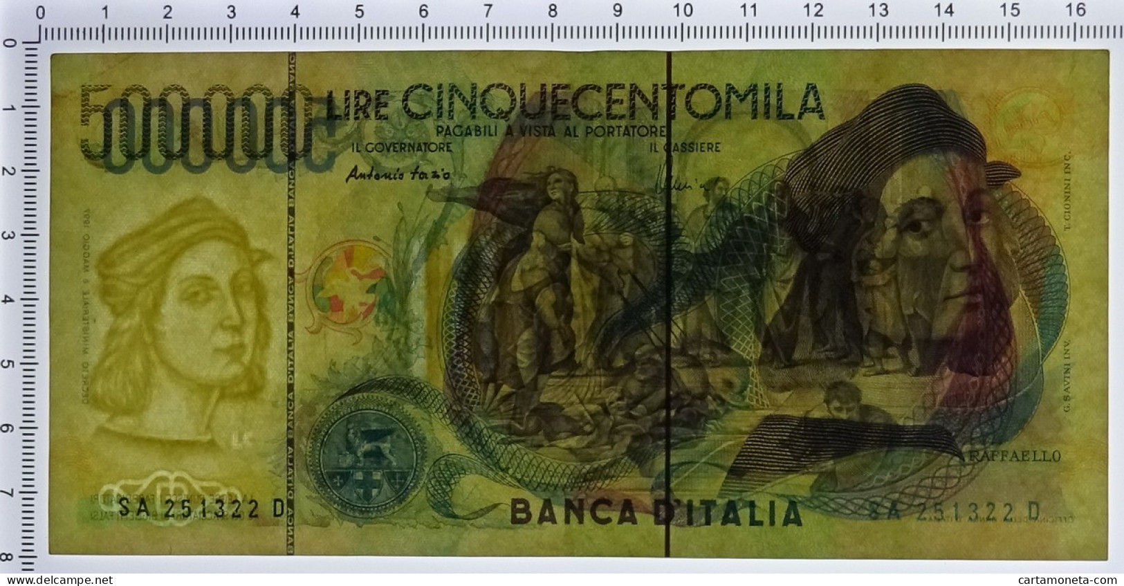 500000 LIRE BANCA D'ITALIA RAFFAELLO LETTERA A 13/05/1997 QSPL - Altri & Non Classificati