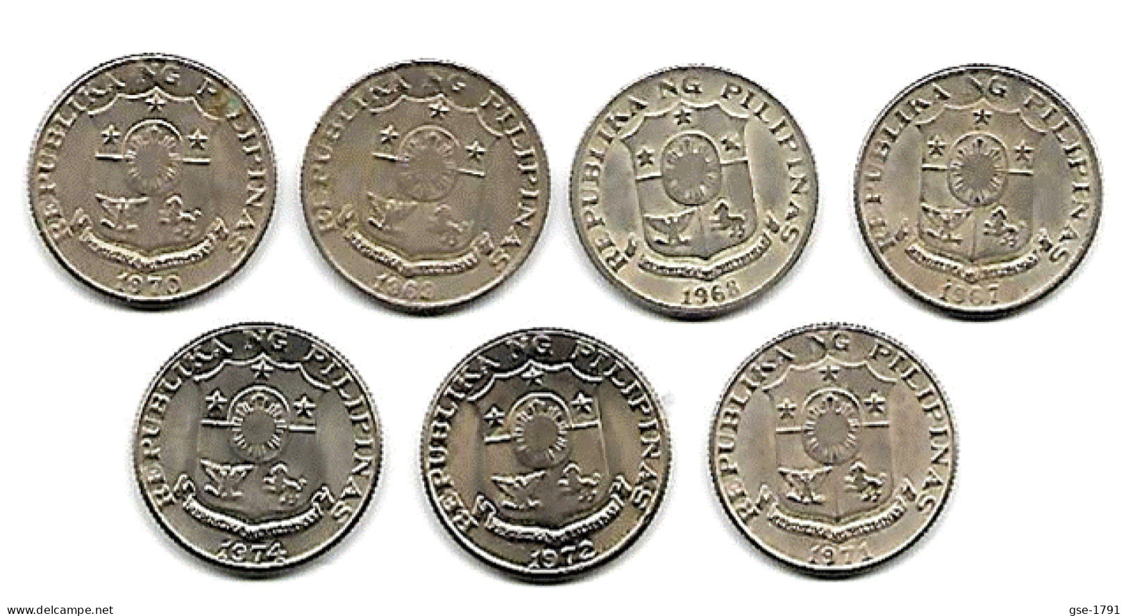 PHILIPPINES  Réforme Coinnage, 10 Sentimo, Baltasar KM 198, Série Complète  7 Pièces 1967 à 74  TTB - Philippines