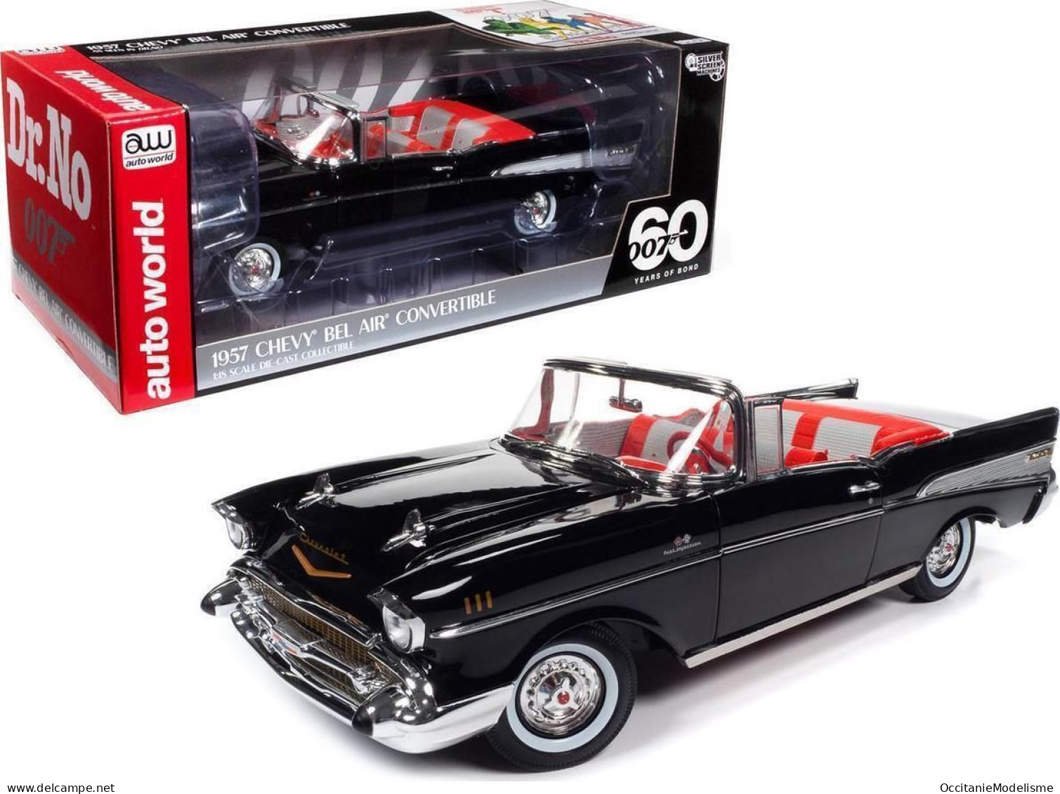 AutoWorld - CHEVROLET BEL AIR Convertible 1957 Noir 007 Dr. No Réf. AWSS134 Neuf 1/18 - Altri & Non Classificati