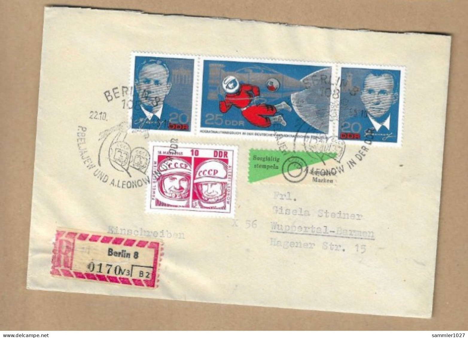 Los Vom 03.05 -  Einschreiben-Briefumschlag Aus Berlin Mit ZD 1965 - Covers & Documents