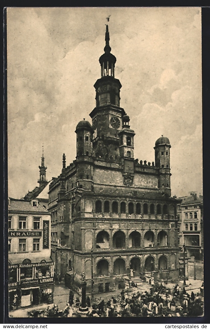 AK Posen / Poznan, Rathaus Mit Leuten  - Posen