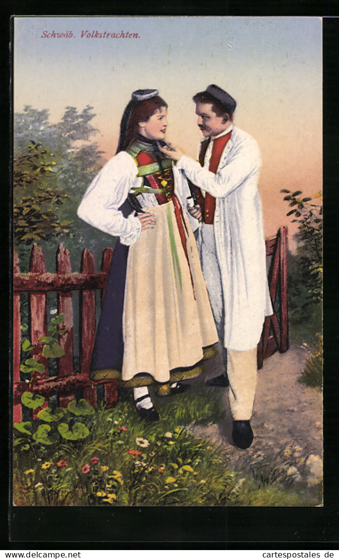 AK Bauernpaar In Schwäbischer Tracht  - Costumes