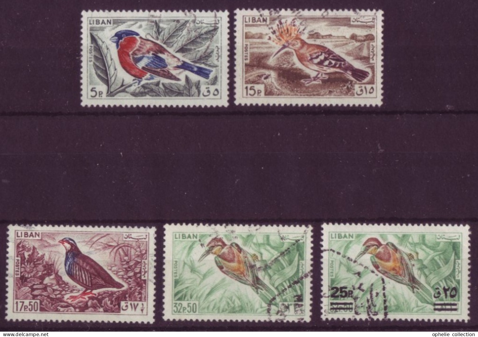 Asie - Liban - Oiseaux - 5 Timbres Différents - 7217 - Lebanon