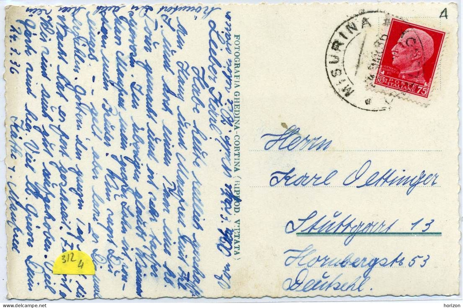 G.465  Dolomiti - Drei Zinnen - Le Tre Cime Di Lavaredo - Dobbiaco - Auronzo Di Cadore - 1936 - Other & Unclassified
