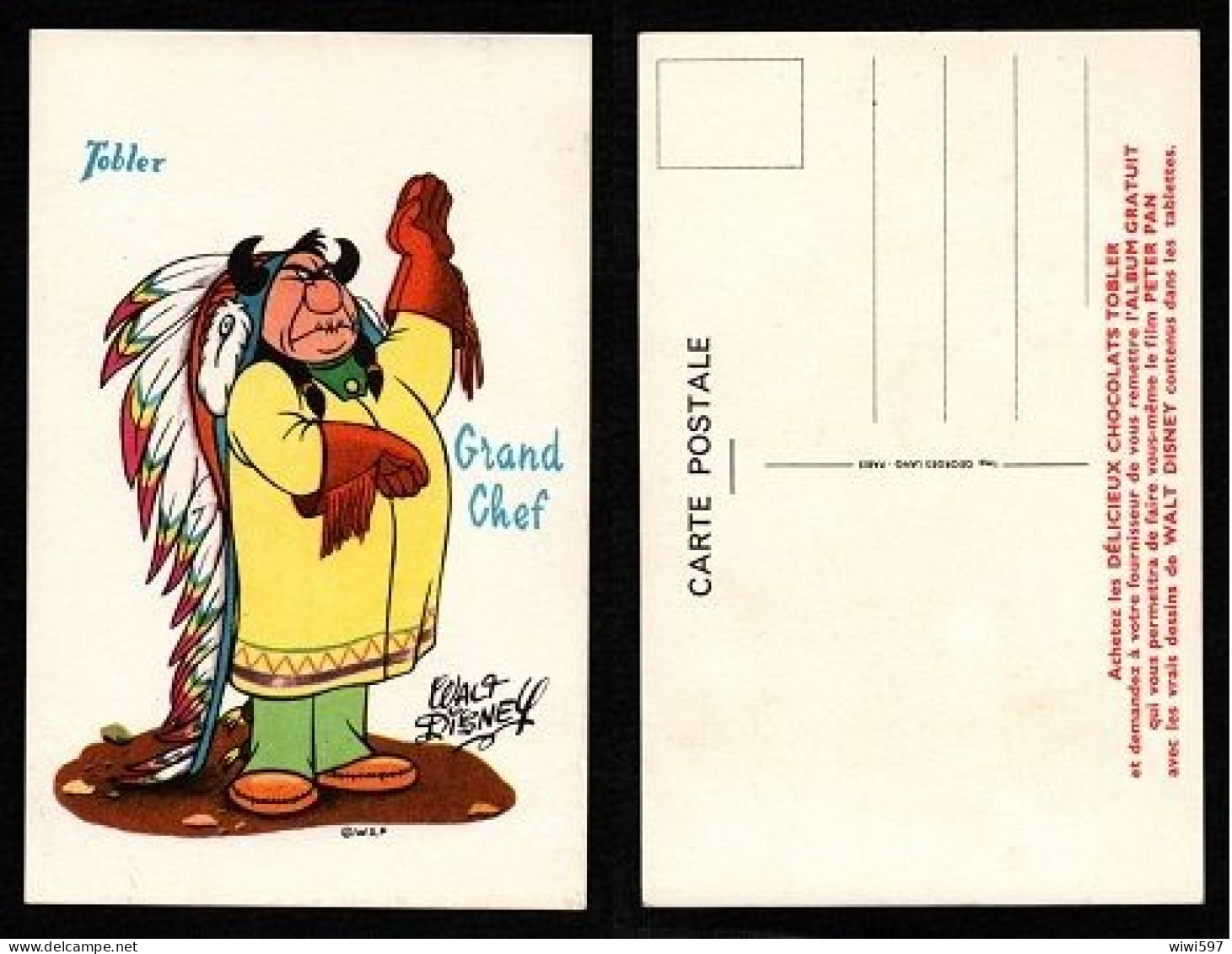 CARTE POSTALE ILLUSTRATEUR - WALT DISNEY - GRAND CHEF - SÉRIE PETER PAN - PUBLICITÉ POUR LE CHOCOLAT TOBLER - Andere & Zonder Classificatie