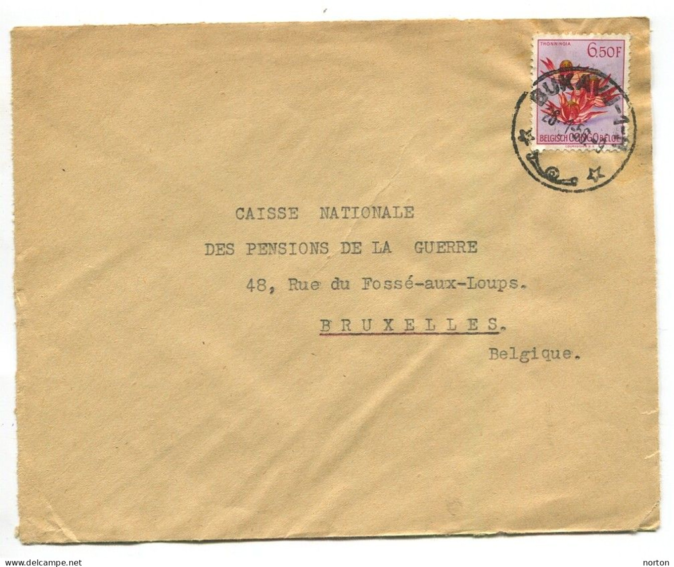 Congo Bukavu 1 Oblit. Keach 10(-M) Sur C.O.B. 317 Sur Lettre Vers Bruxelles Le 26/01/1956 - Covers & Documents