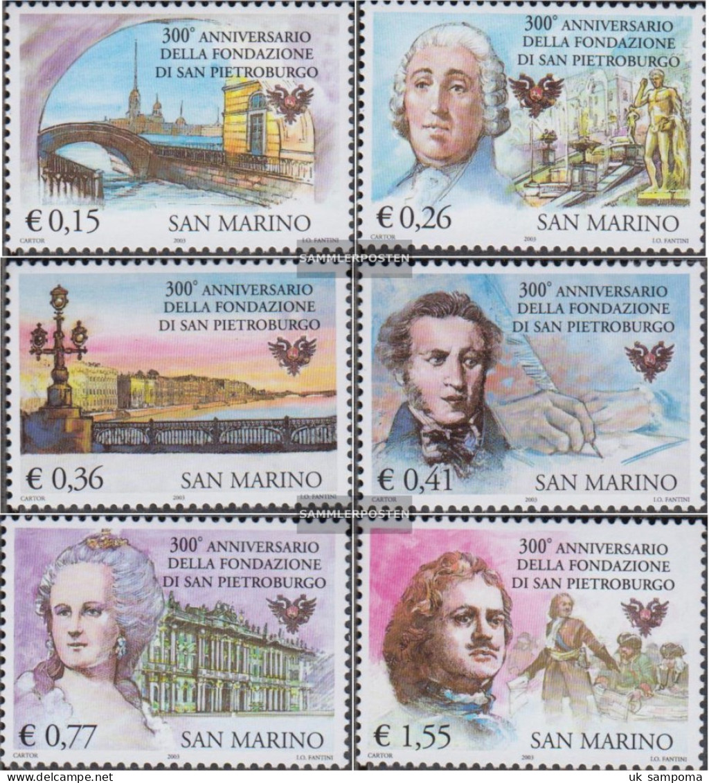 San Marino 2091-2096 (complete Issue) Unmounted Mint / Never Hinged 2003 300Jahre St. Petersburg - Unused Stamps