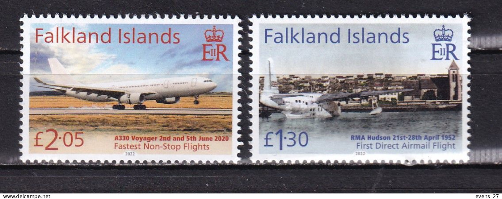 FALKLAND ISLANDS-2022-FASTEST NON STOP FLIGHT-FIRST AIRMAIL DIRECT FLIGHT- --MNH. - Airplanes