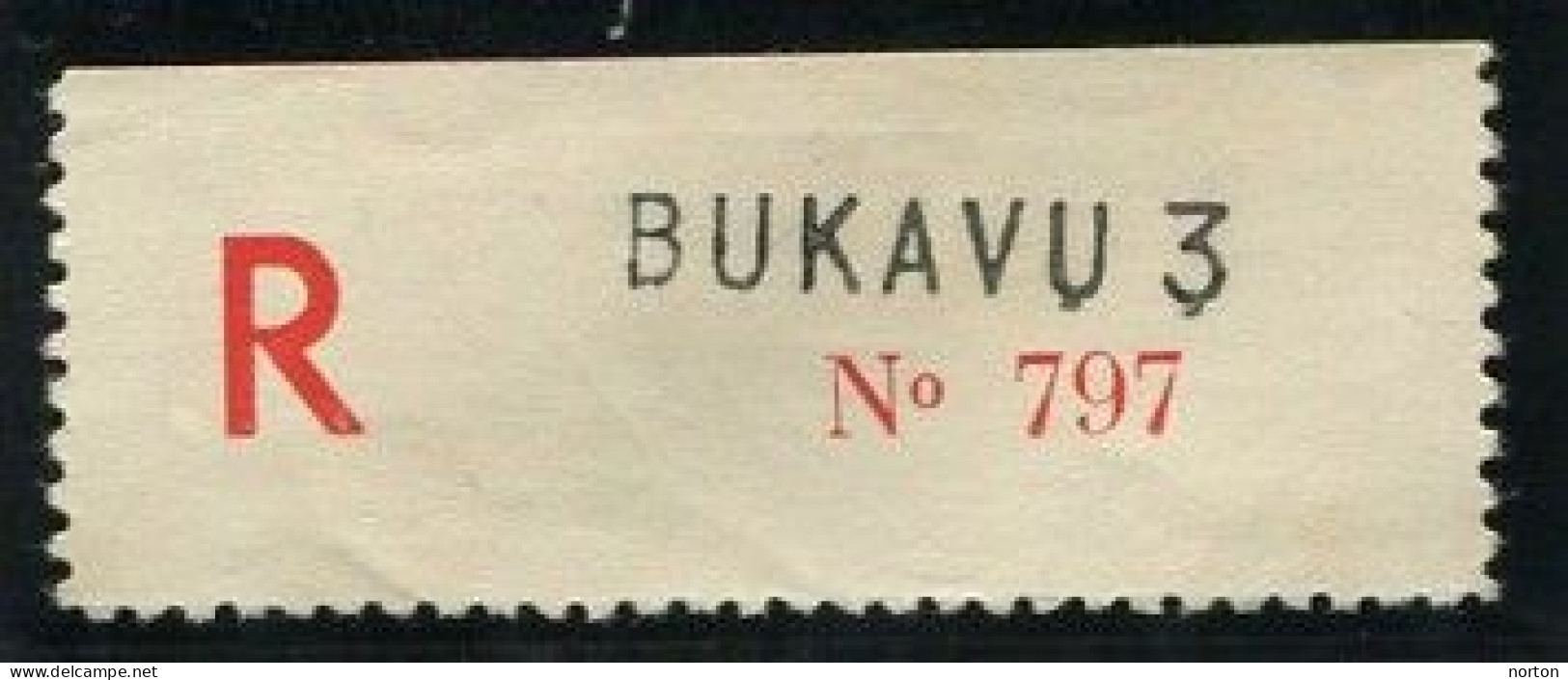 Congo Bukavu 3 Etiquette De Recommandé Type 2Ad/R/B (petite Griffe Majuscule) Dent. 10 3/4 (ND. Bord Supérieur) - Cartas & Documentos