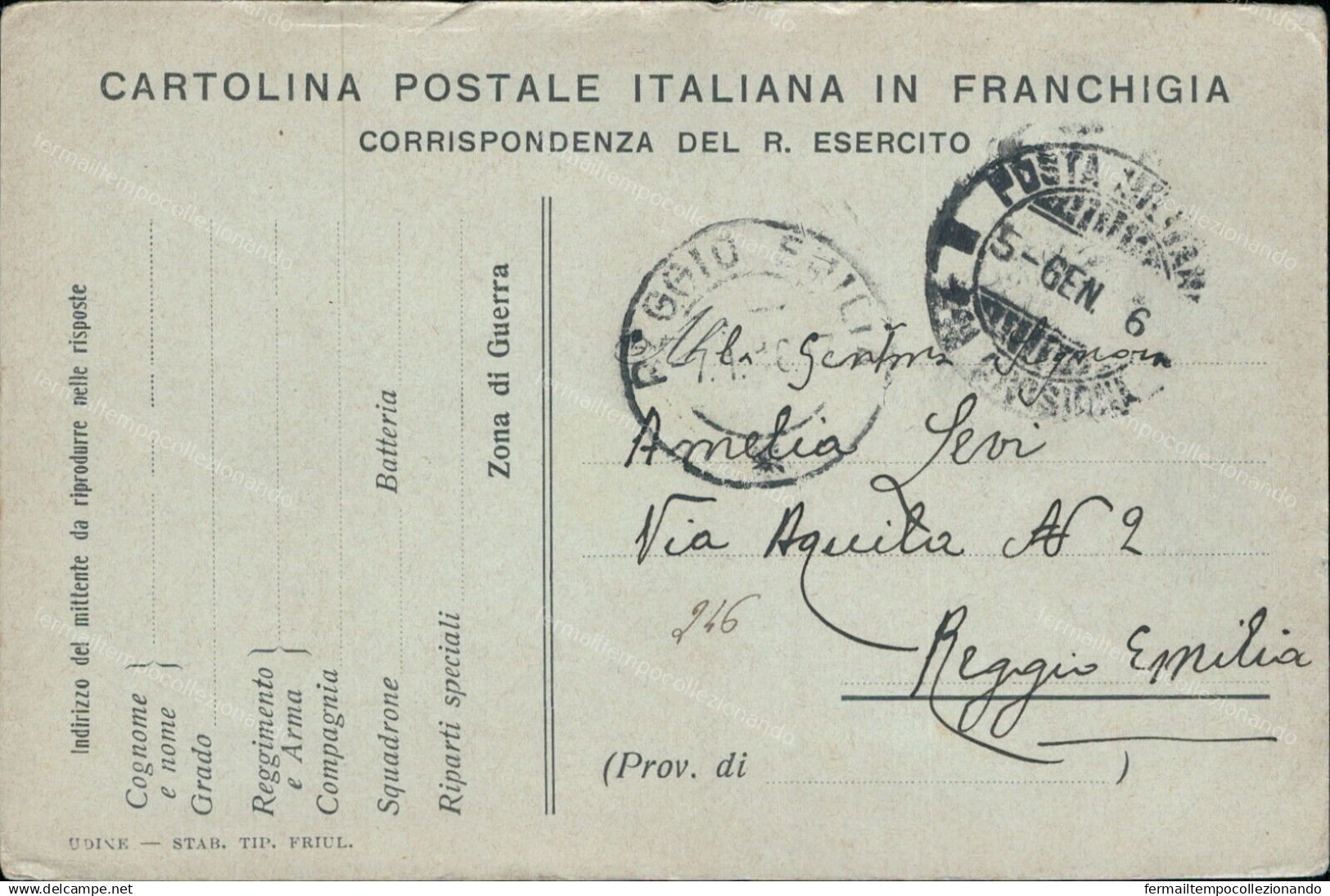 Cr47 Cartolina In Franchigia Posta Militare  Per Reggio Emilia - Portofreiheit