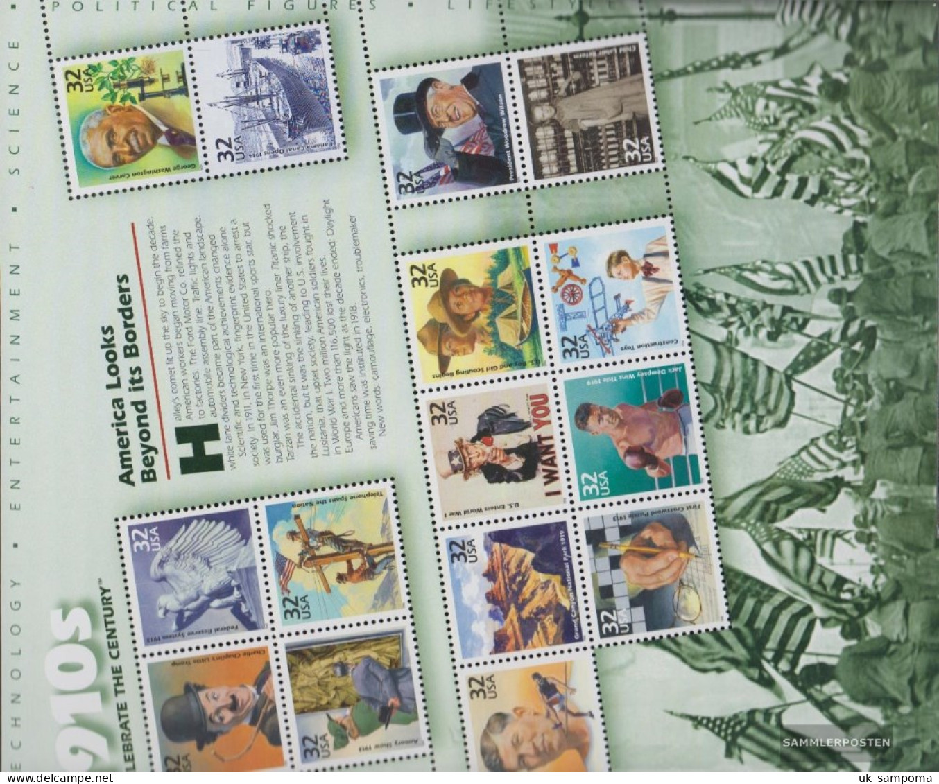 U.S. Block41 (complete Issue) Unmounted Mint / Never Hinged 1998 U.S. In 20.Century (II) - Unused Stamps