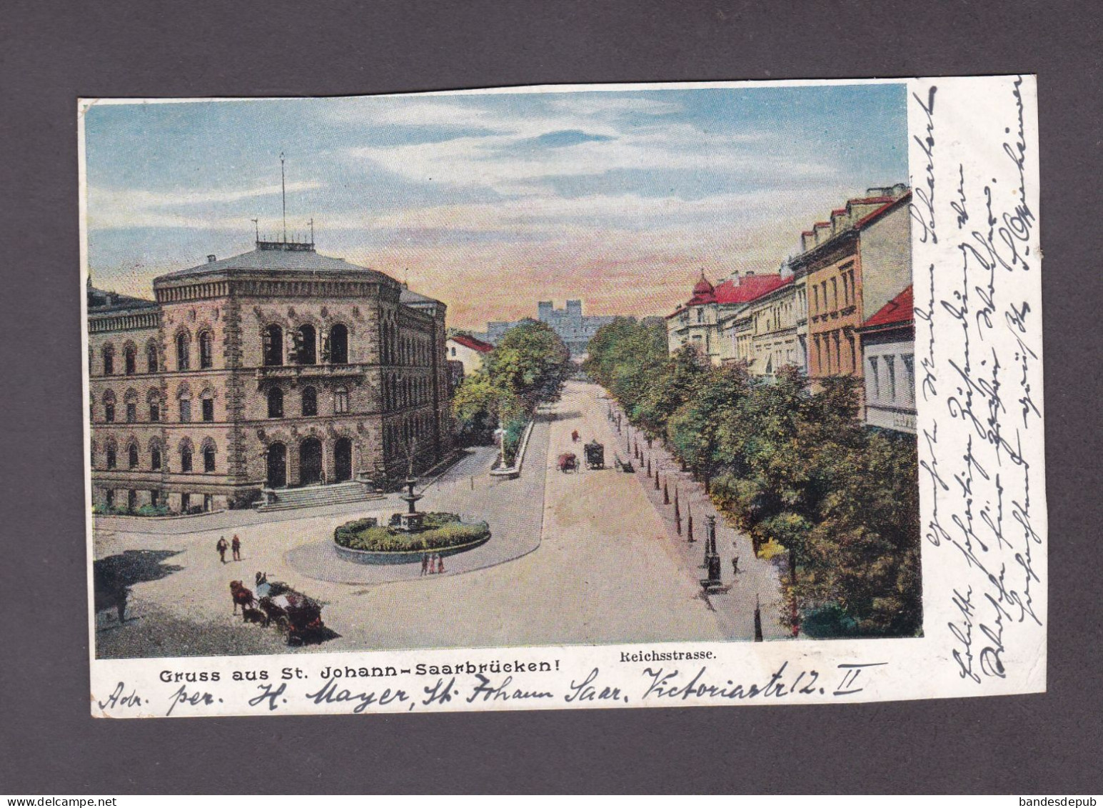 AK Gruss Aus St Johann Saarbrücken Reichsstrasse  ( Chromo Lithographie Voyagé Vers Luxembourg Cf Verso 52964) - Saarbruecken