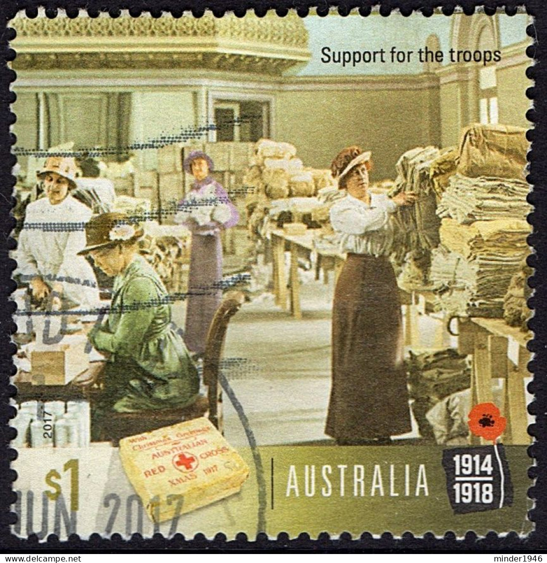 AUSTRALIA 2017 $1 Multicoloured, Centenary Of WWI 1917-Support For The Troops Used - Gebraucht