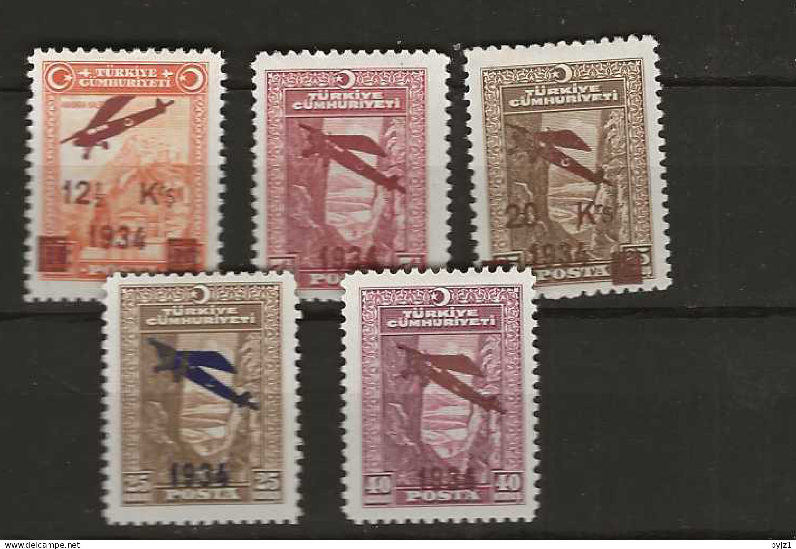 1934 MH Turkey Mi 980-84 - Unused Stamps