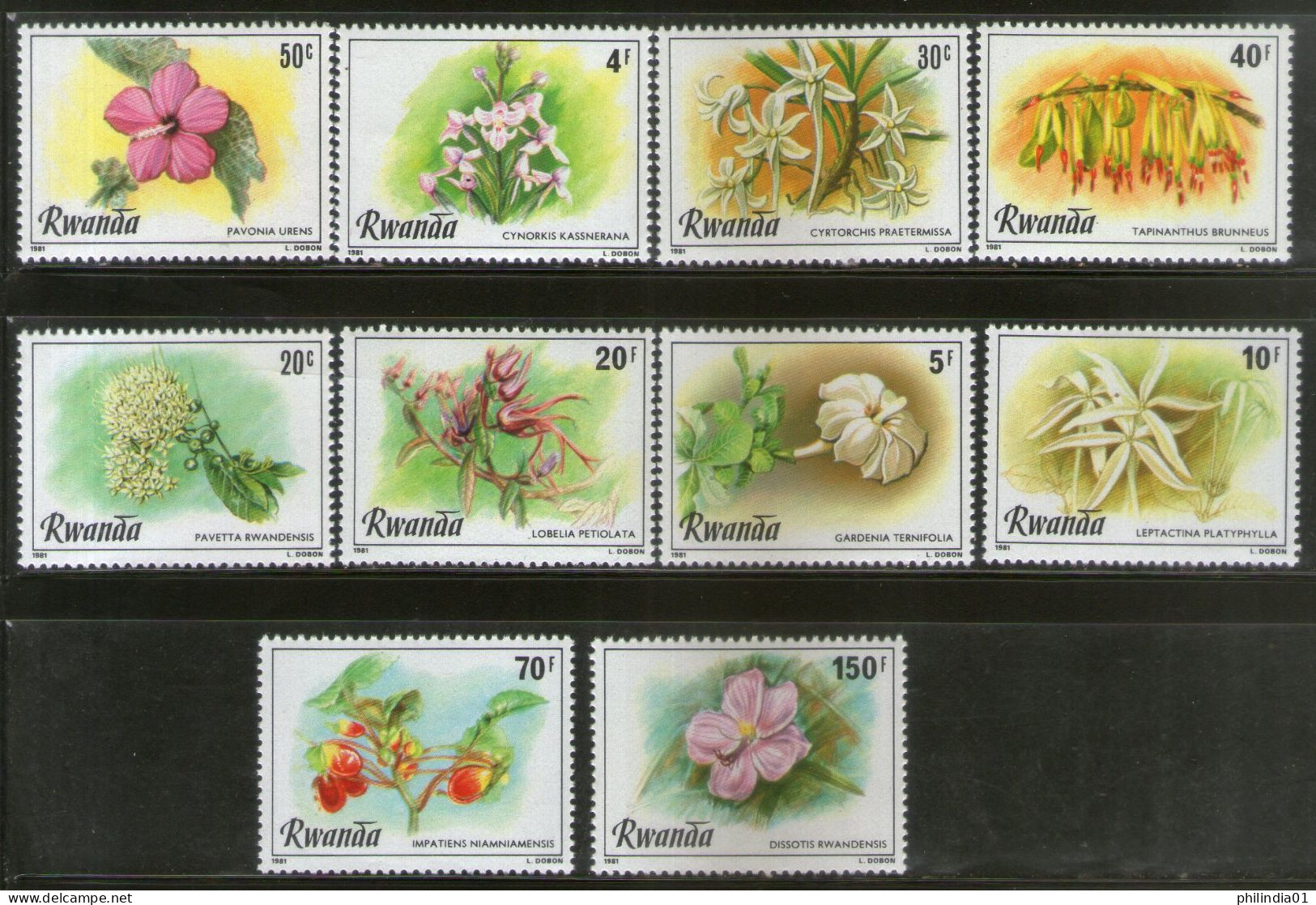 Rwanda 1981 Flowers Plant Tree Flora Sc 1009-18 MNH # 2613 - Autres & Non Classés