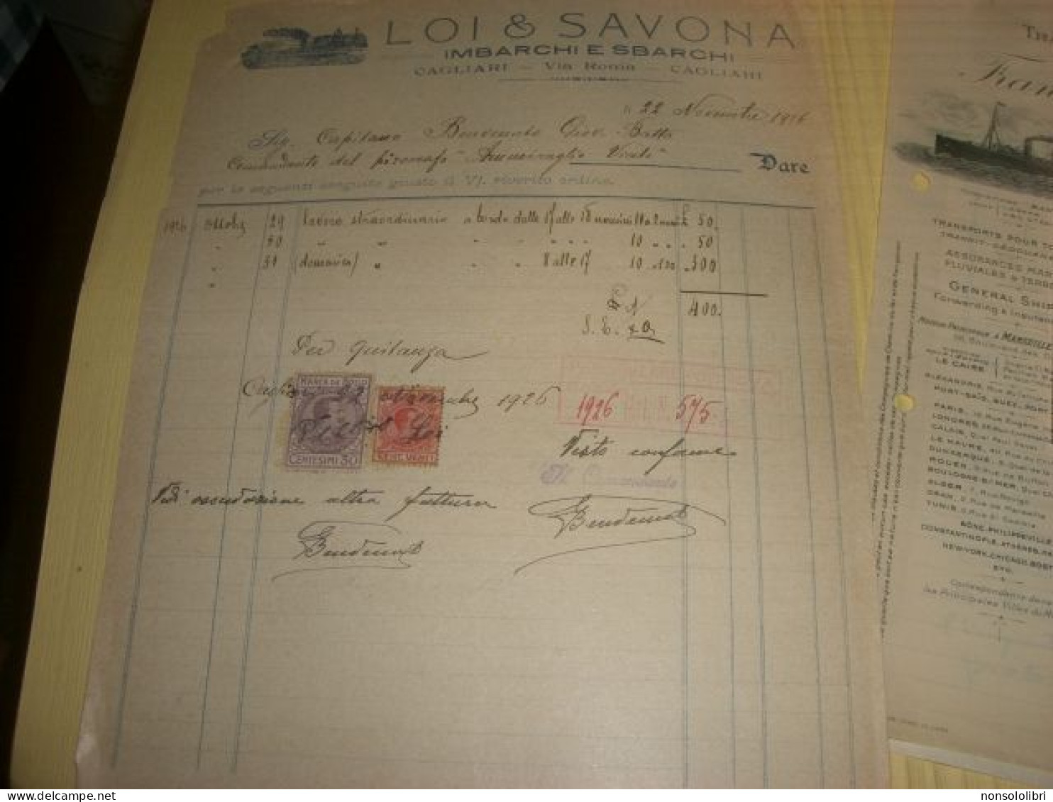DOCUMENTO LOI & SAVONA IMBARCHI E SBARCHI 1926 - Historische Dokumente