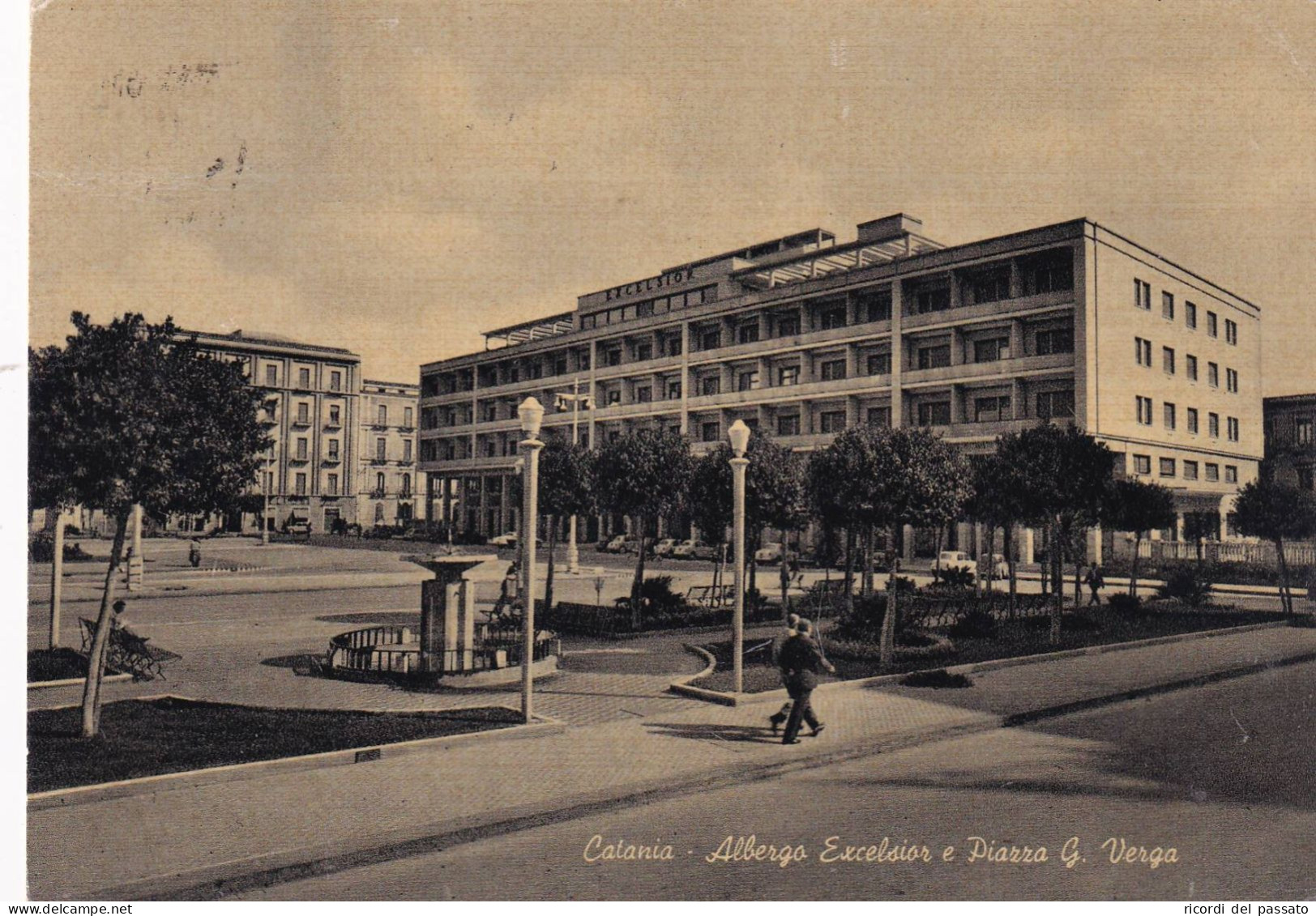 Cartolina Catania - Albergo Excelsior E Piazza G.verga - Catania