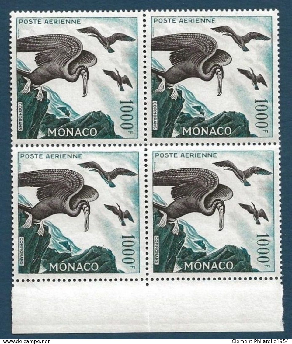 Monaco 1957 Les Oiseaux N°66,67 & 68a ** Bloc De 4, N°68 Variété E Final Tronqué TTB - Poste Aérienne