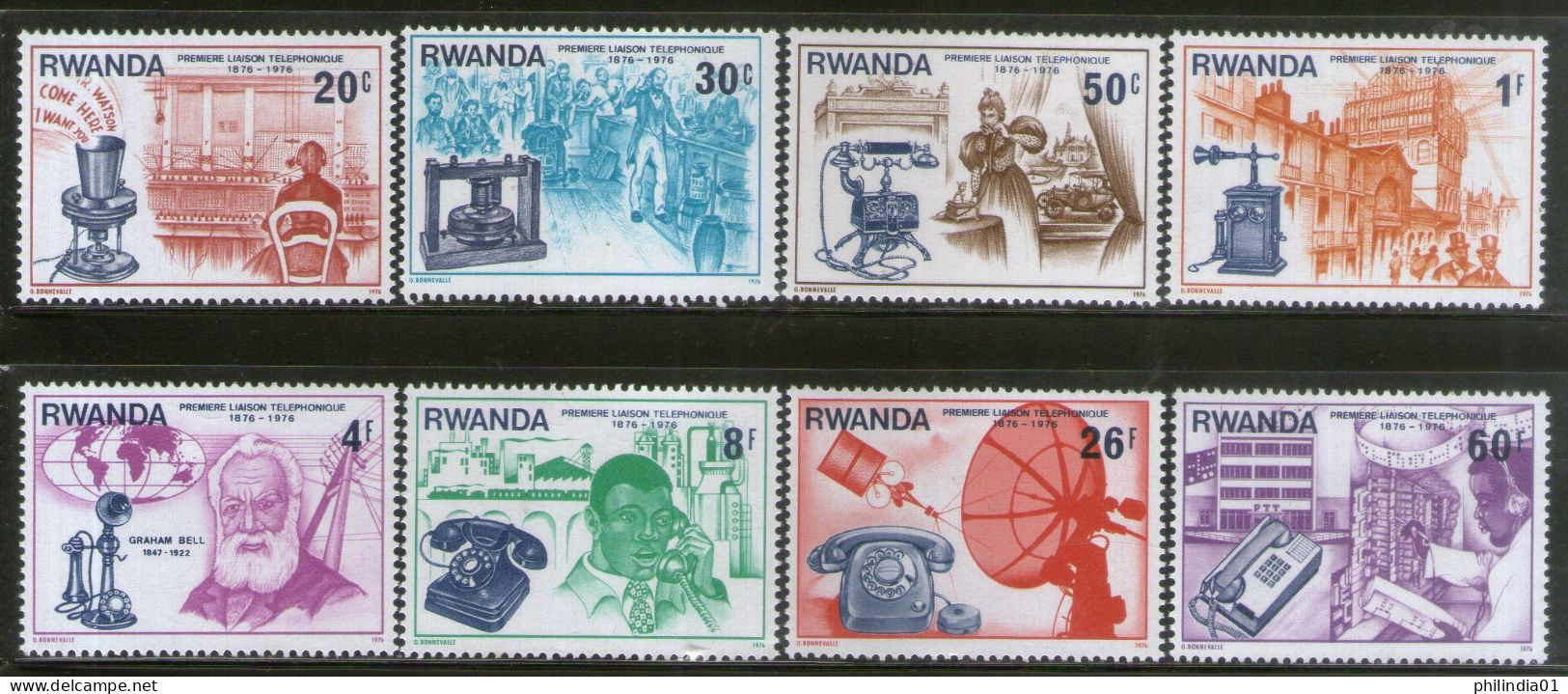 Rwanda 1981 Telephone Centenary Sc 746-53 MNH # 2289 - Télécom