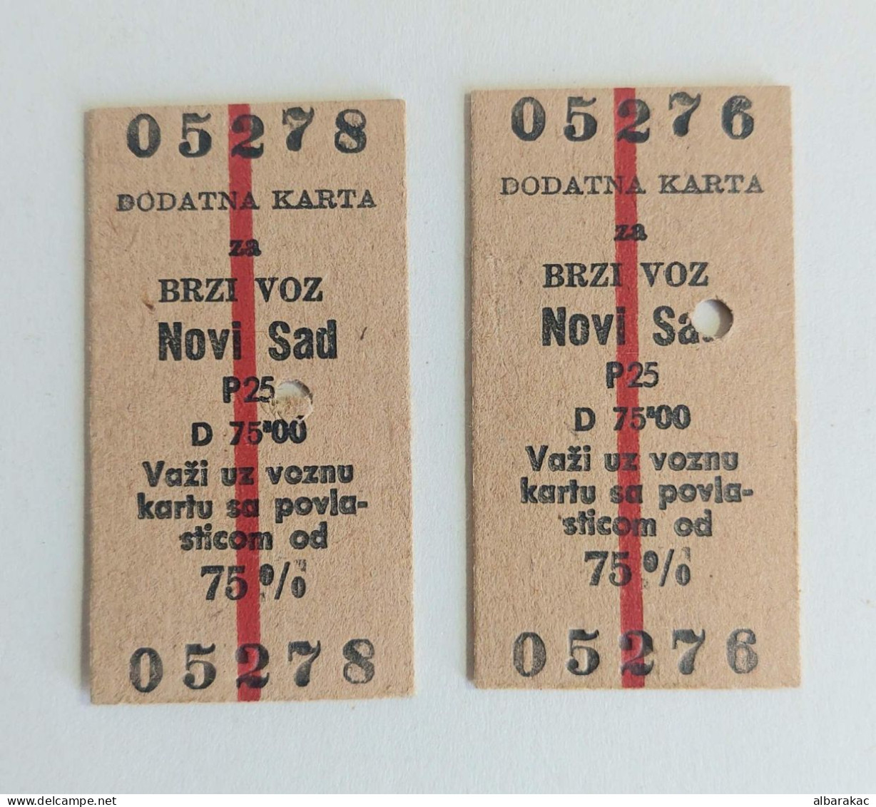 Yugoslavia -  Railway Train 2 Cardboard Ticket , Two Additional Tickets From The Passenger Train To The High-speed Train - Europa