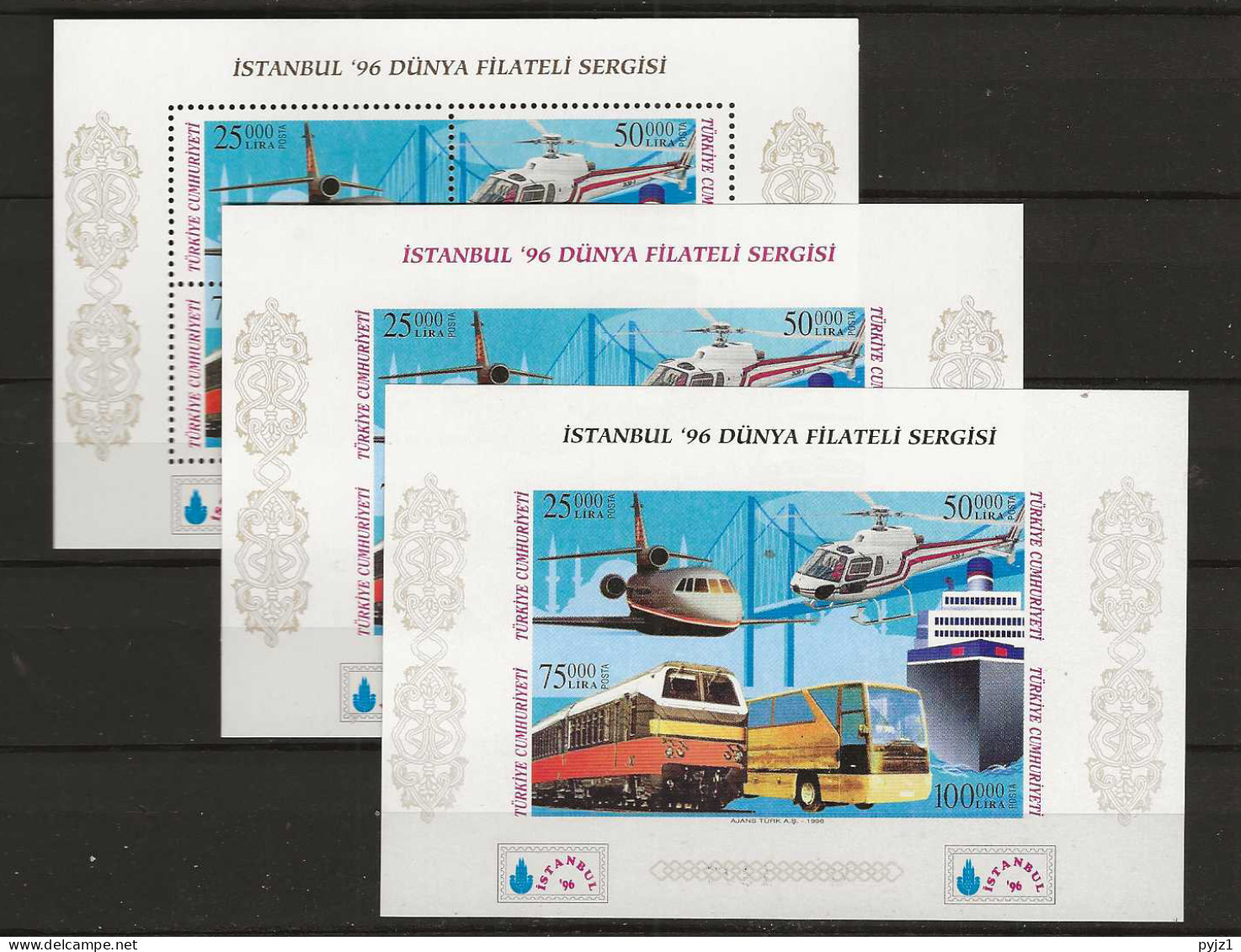 1996 MNH Turkye Mi Block 32A, 32Ba, 32Bb Postfris** - Blocks & Sheetlets