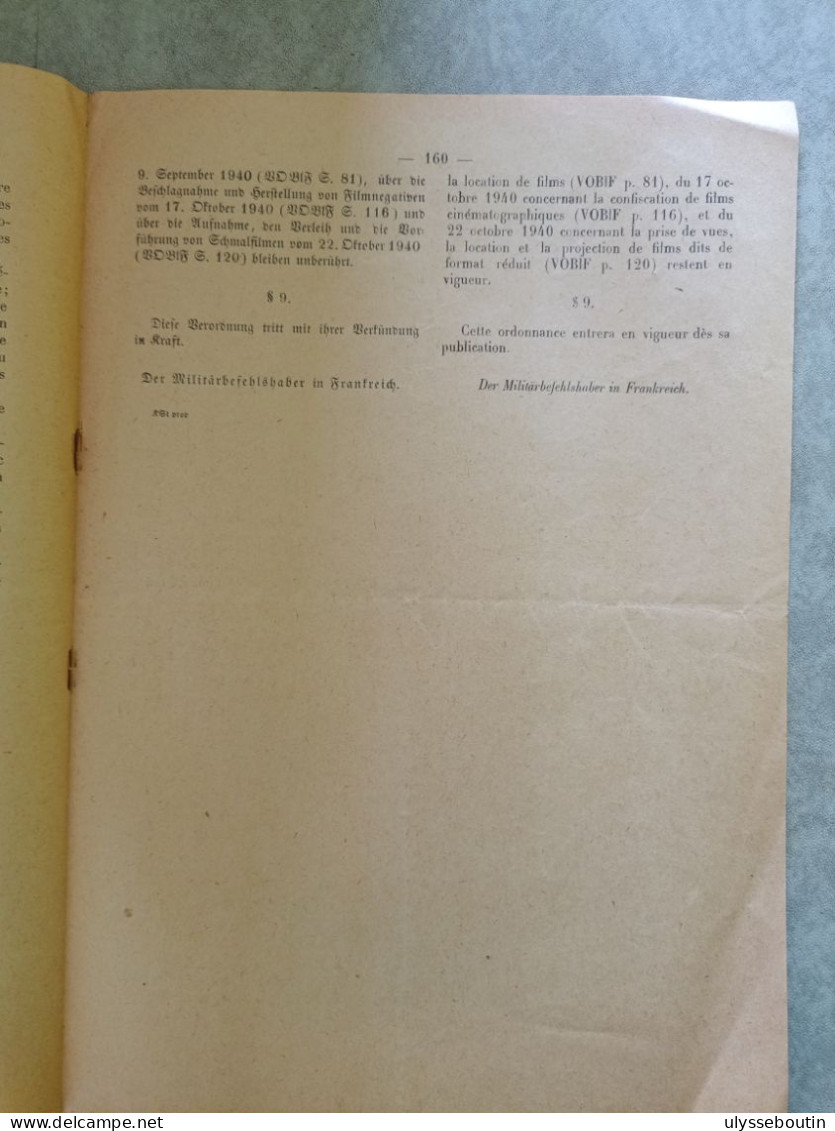 39/45 Verordnungsblatt Des Militärsbefehlshaber In Frankreich / Jo Des Ordonnances Du Commandant Militaire En France 194 - Documenten