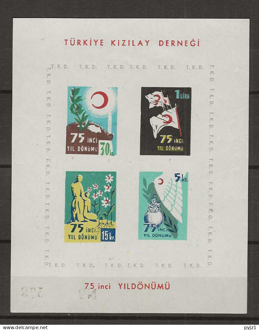 1952 MNH Turkye Mi Block 3 Postfris** - Charity Stamps