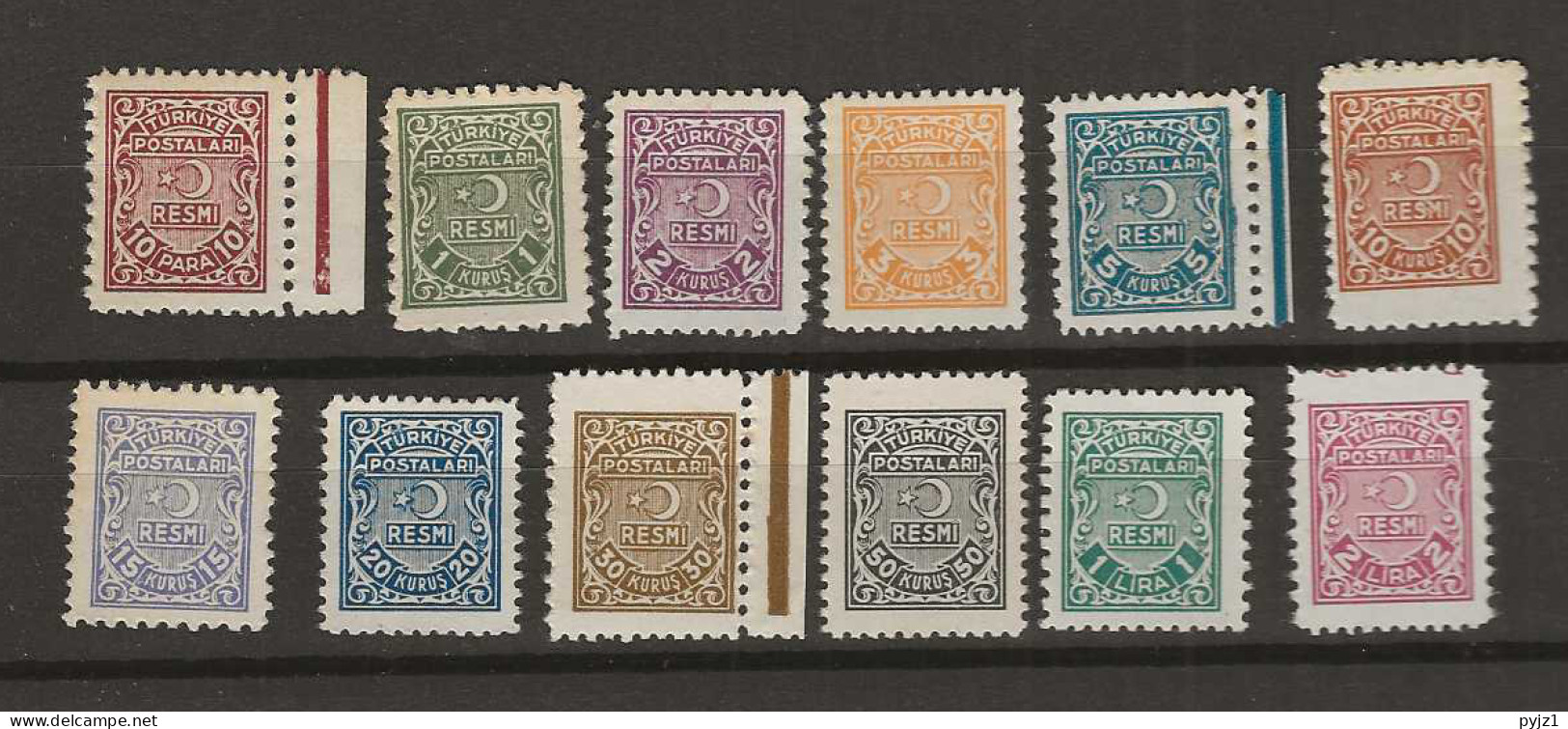 1948 MNH Turkye Dienst Mi 1-12  Postfris** - Official Stamps