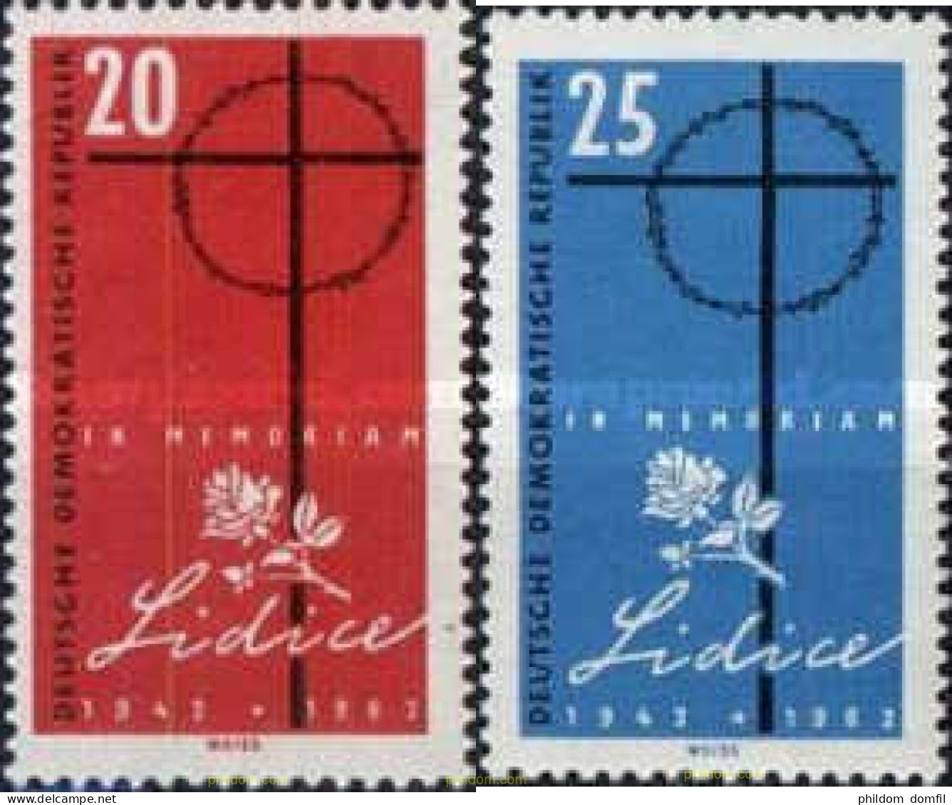 89174 MNH ALEMANIA DEMOCRATICA 1962 20 ANIVERSARIO DE LA DESTRUCCION DE LIDICE - Unused Stamps