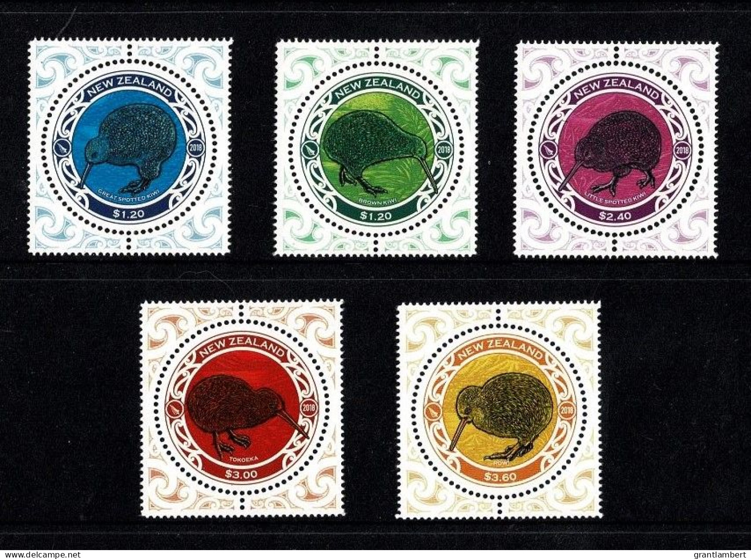 New Zealand 2018 Round Kiwi  Set Of 5 MNH - Unused Stamps
