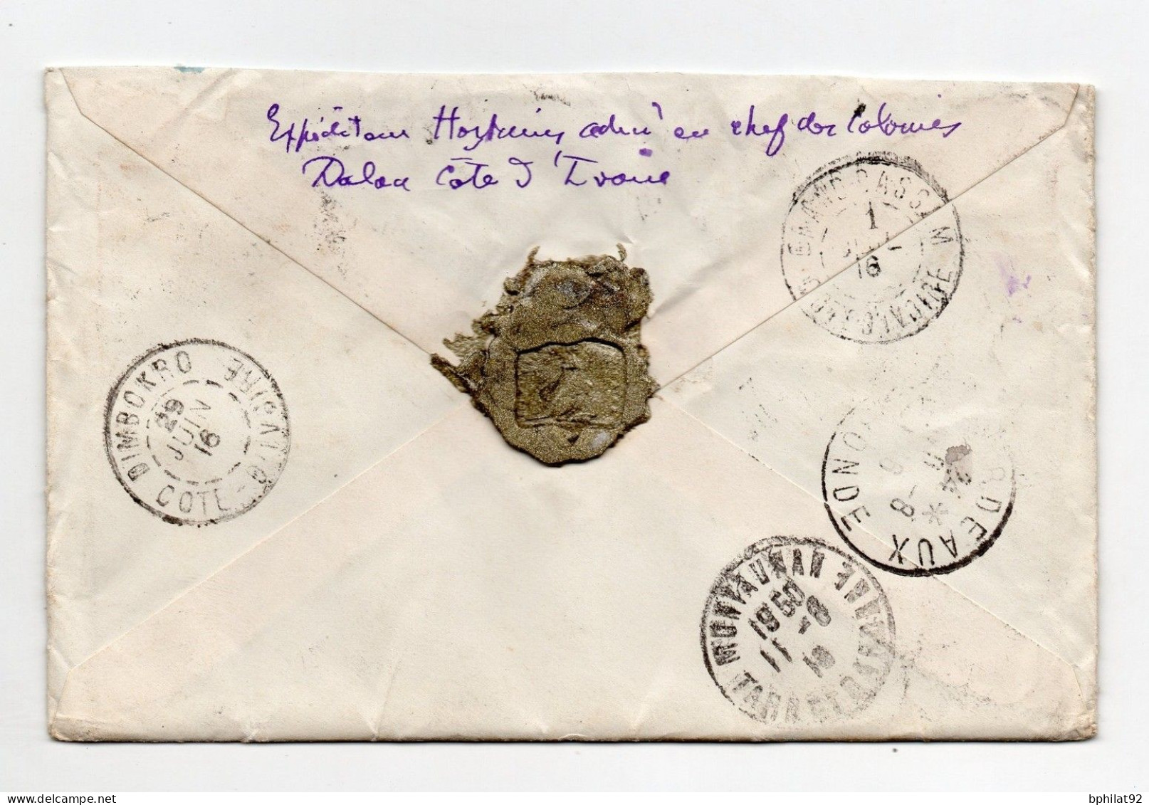 !!! COTE D'IVOIRE, LETTRE RECOMMANDEE DE DALOA POUR BORDEAUX DE 1916 - Lettres & Documents