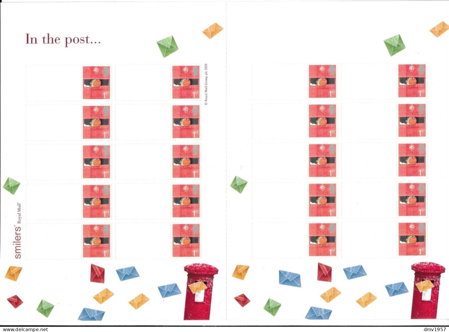 Great Britain S/A Smiler Sheet "In The Post" With Personalised With Blank Label - Sheets, Plate Blocks & Multiples