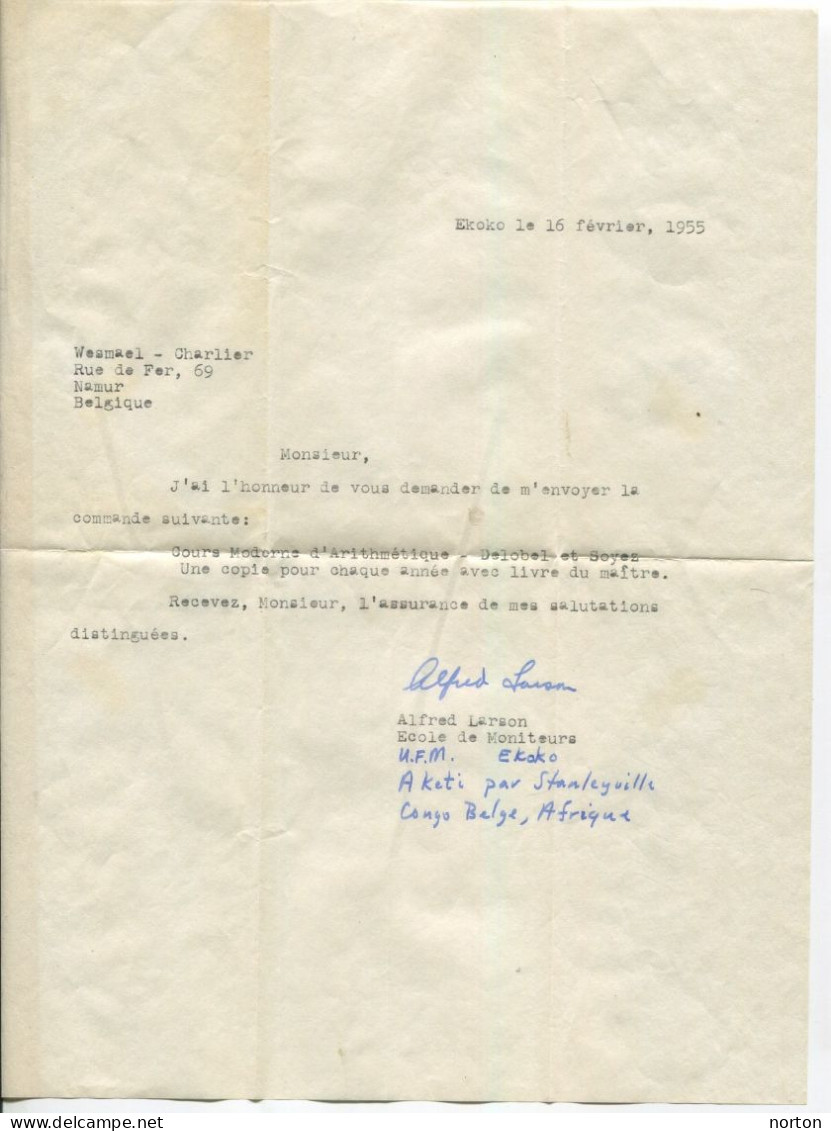 Congo Bumba Oblit. Keach 10(-A) Sur C.O.B. 328 Sur Lettre Vers Namur Le 16/02/1955 - Lettres & Documents