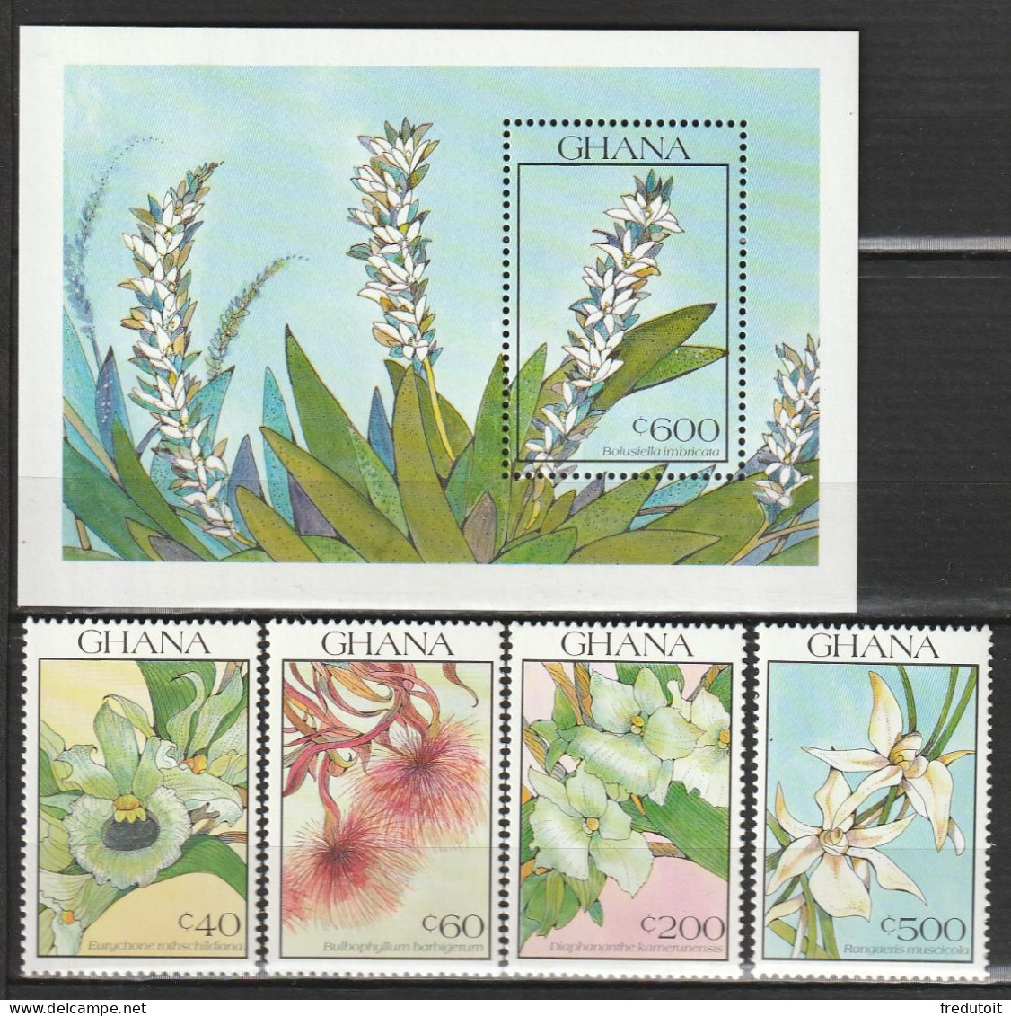 GHANA - N°1154/7+BLOC N°157 ** (1990) Orchidées - Ghana (1957-...)