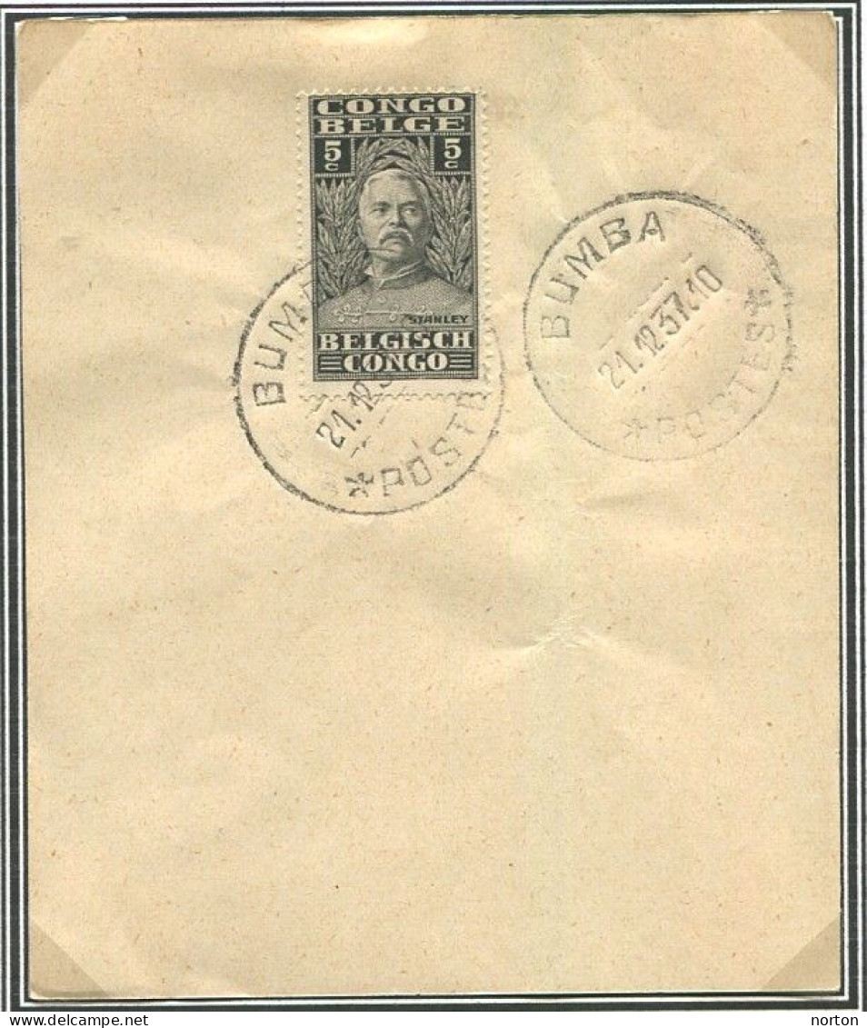 Congo Bumba Oblit. Keach 7A2 Sur C.O.B. 135 Sur Papier Libre Le 21/12/1937 - Covers & Documents
