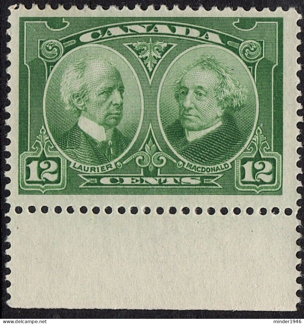 CANADA 1927 KGV 12c Green Confederation 60th Anniversary- Sir W.Laurier & Sir J A Macdonald SG272 MNH With Bottom Gutter - Gebruikt