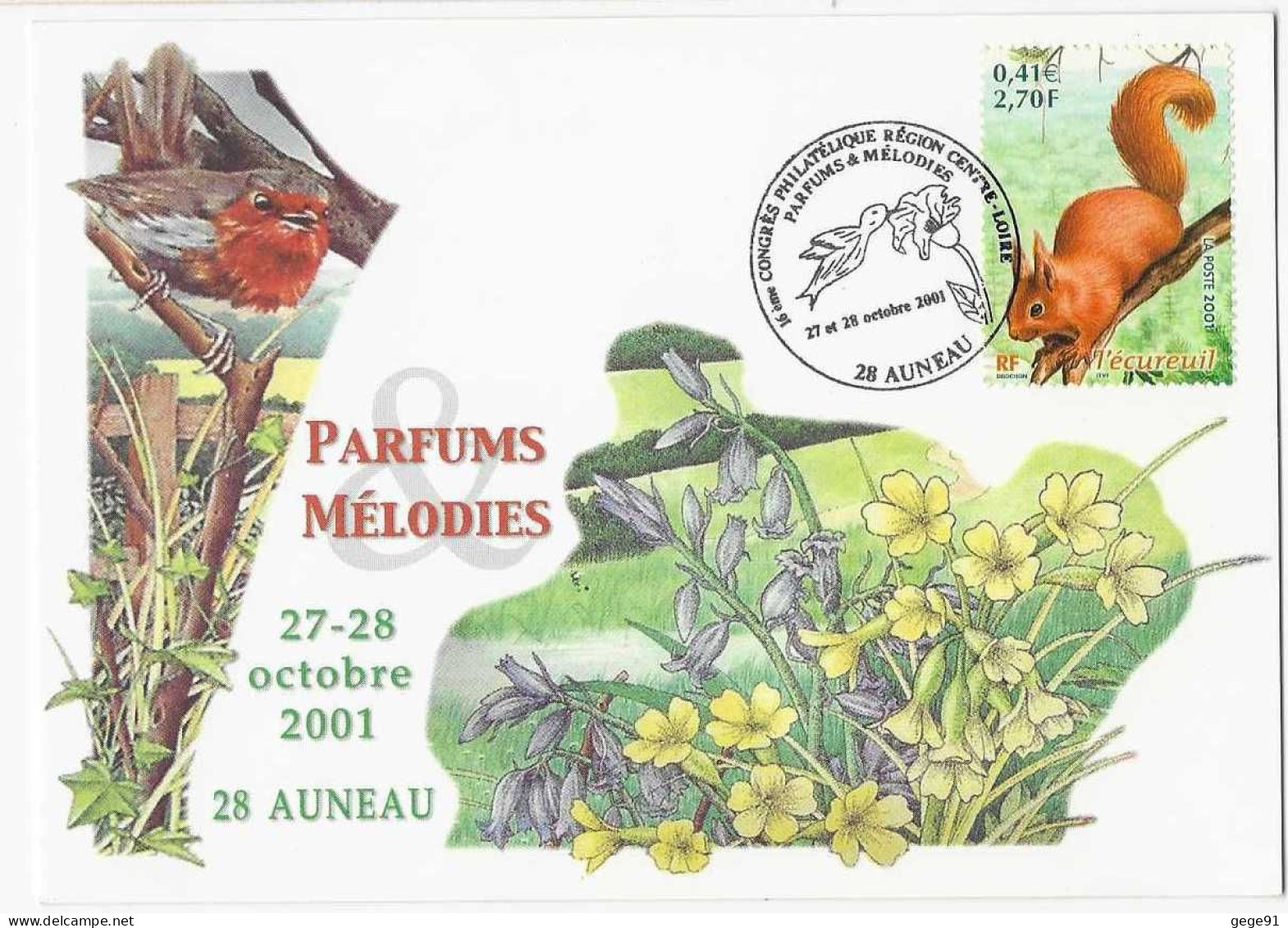 Cachet Illustré D'Auneau - Exposition Parfums Et Mélodies - Sur YT 3381 Ecureuil - Commemorative Postmarks