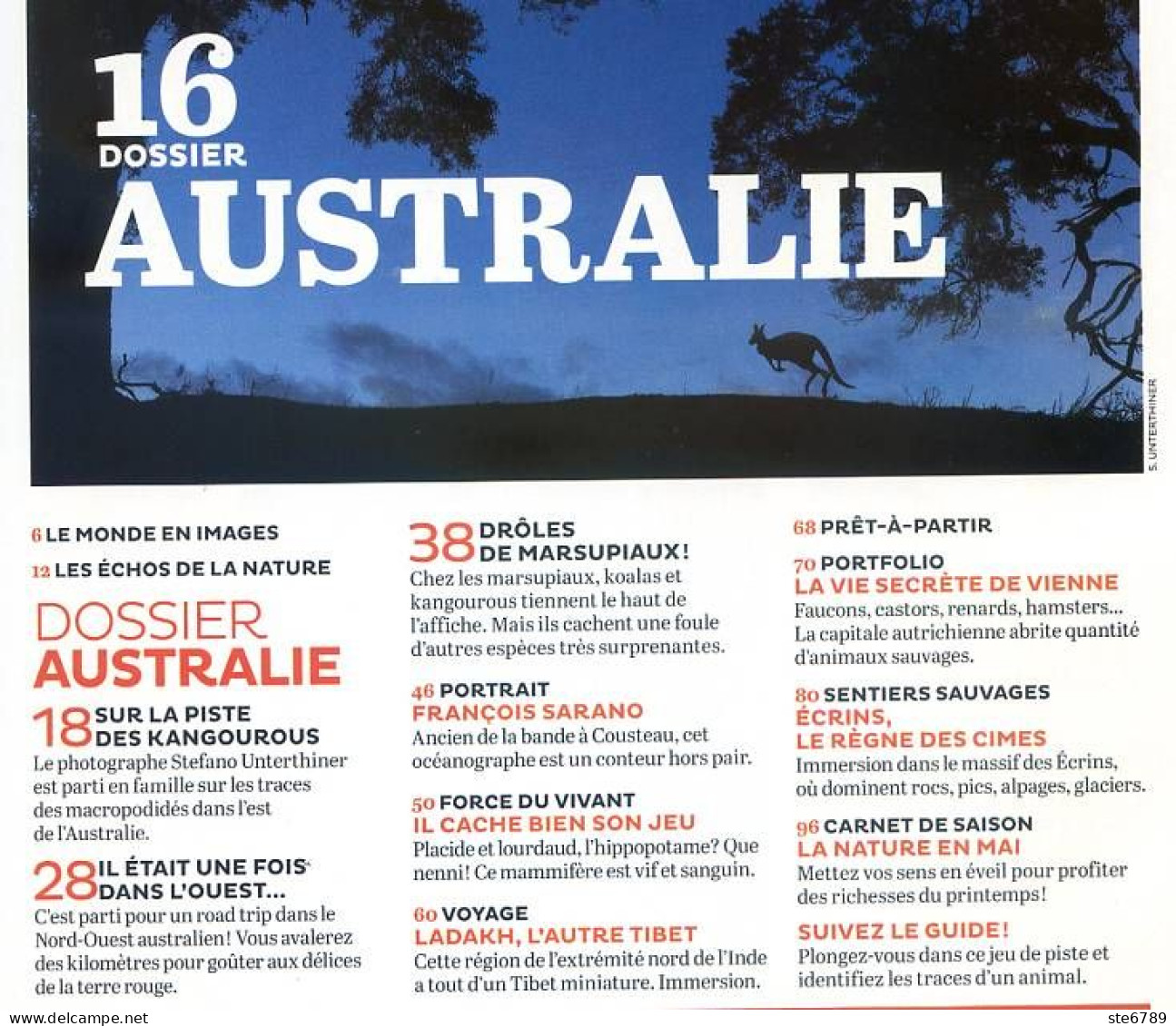 TERRE SAUVAGE N° 364 Dossier Australie , Marsupiaux , Kangourous , Hippopotame , Inde Ladakh , Sentiers Massif D Ecrins - Aardrijkskunde