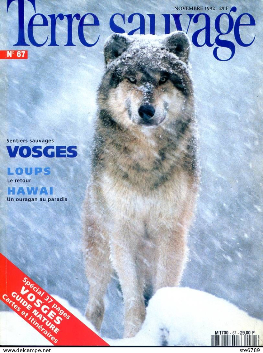 TERRE SAUVAGE N° 67 Animaux Loups Le Retour , Hawai , Les Tchouktches , Phoques , Les Vosges Guide Nature - Animaux