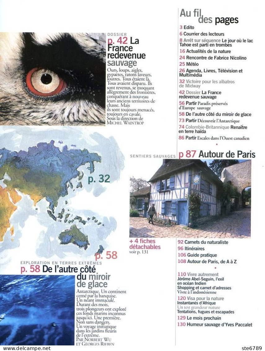 TERRE SAUVAGE N° 143 France Sauvage , Antarctique , Colombie Britanique , Albatros Midway , Sentiers Autour Paris - Animals