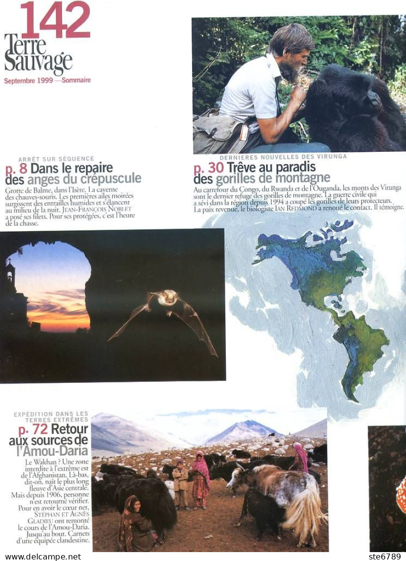 TERRE SAUVAGE N° 142 Animaux Gorilles De Montagne , Afghanistan Amou Daria , Ile Maurice , Chauve Souris , Iles Bretagne - Tierwelt