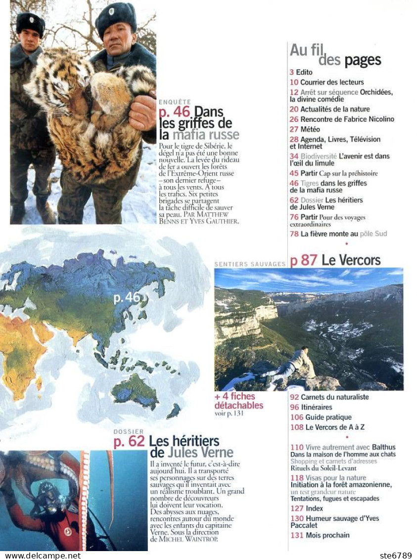 TERRE SAUVAGE N° 147 Le Tigre Sibérie , Orchidées , Les Limules , Le Vercors Sentiers Sauvage - Animals