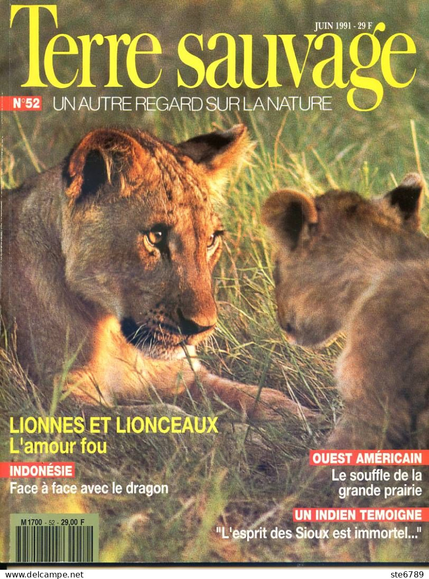 TERRE SAUVAGE N° 52 Animaux Lions ,Dragons Komodo , Plongeon Catmarin  Géographie Indiens Sioux , Ouest Américain - Animaux