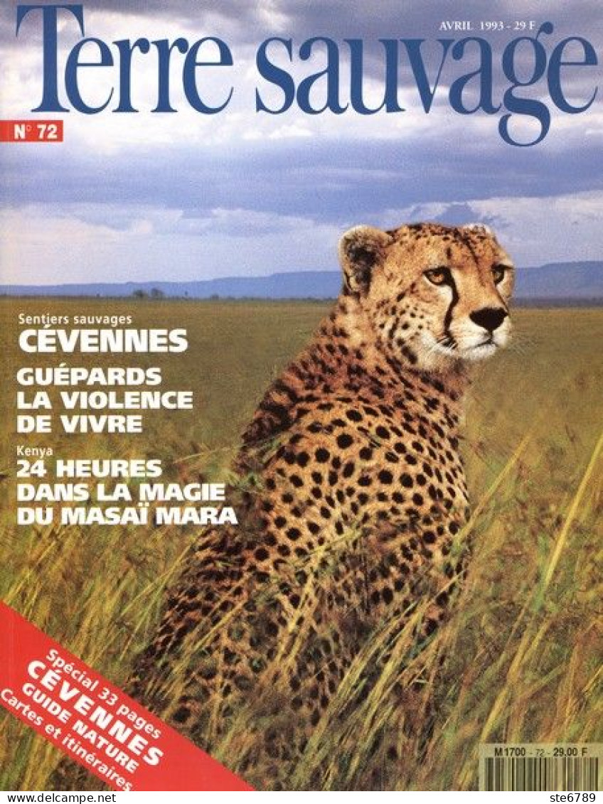 TERRE SAUVAGE N° 72 Animaux LES GUEPARDS  ,  Géographie Spécial Cévennes , Kenya - Tierwelt