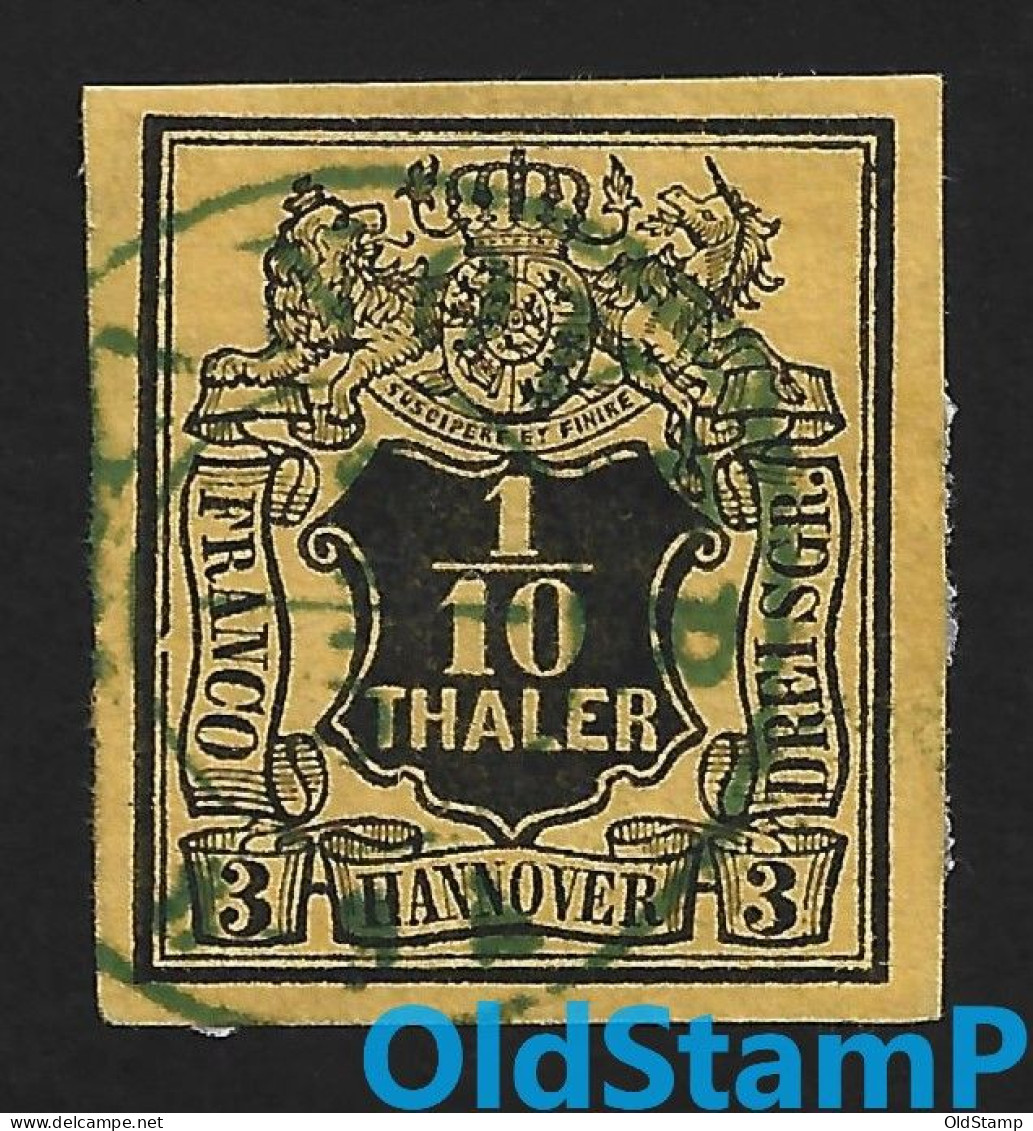 HANNOVER 1851 Mi.# 5 BPP Signed K2 Gestempelt Grün / Allemagne Alemania Altdeutschland Old Germany States - Hanovre