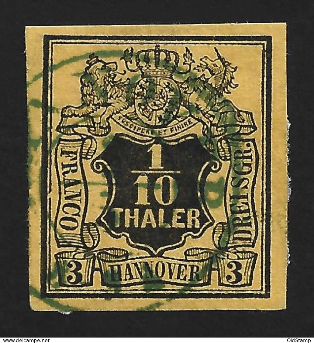 HANNOVER 1851 Mi.# 5 BPP Signed K2 Gestempelt Grün / Allemagne Alemania Altdeutschland Old Germany States - Hanover