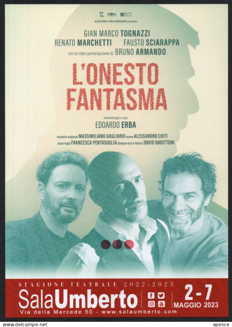 THEATRE - ITALIA 2023 - ROMA SALA UMBERTO - L'ONESTO FANTASMA - G.M. TOGNAZZI - PROMOCARD - I - Teatro