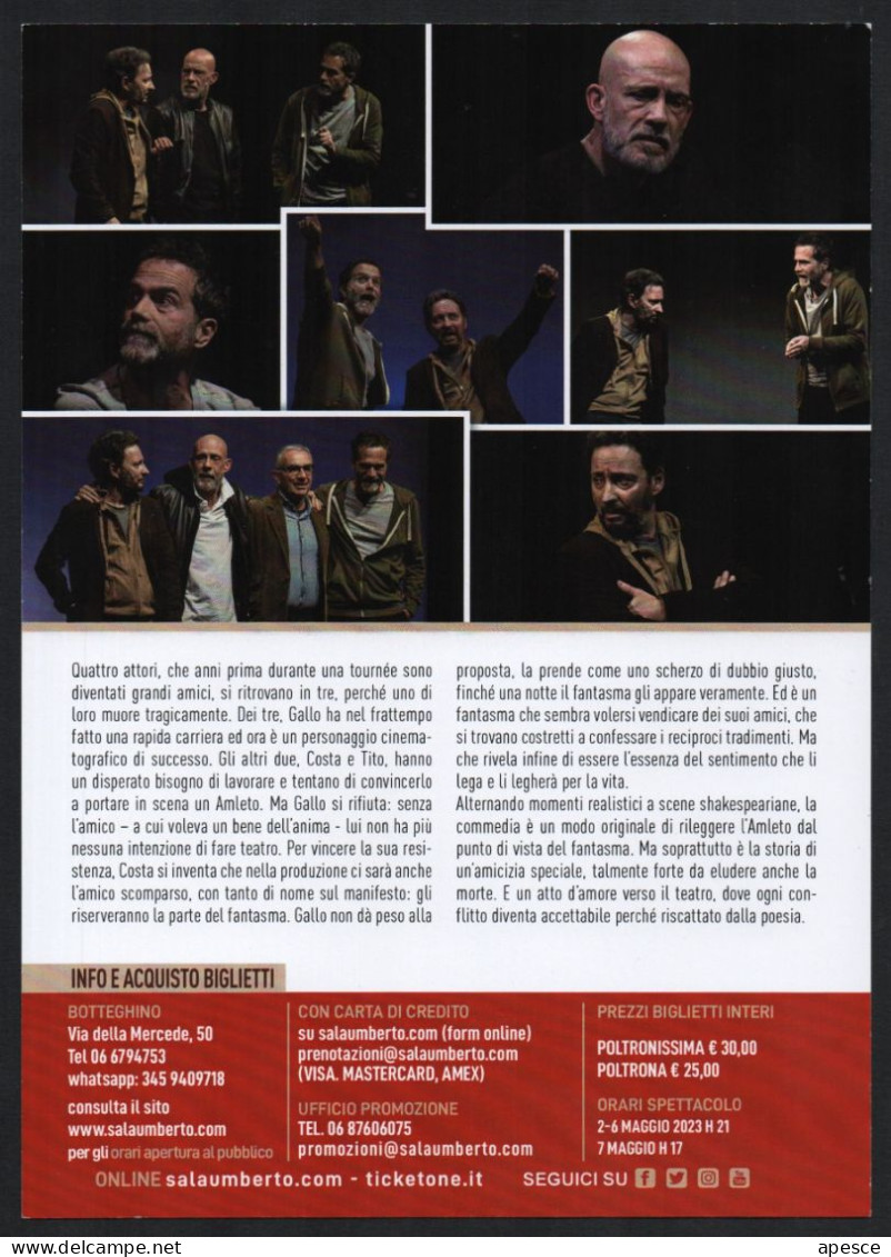 THEATRE - ITALIA 2023 - ROMA SALA UMBERTO - L'ONESTO FANTASMA - G.M. TOGNAZZI - PROMOCARD - I - Teatro