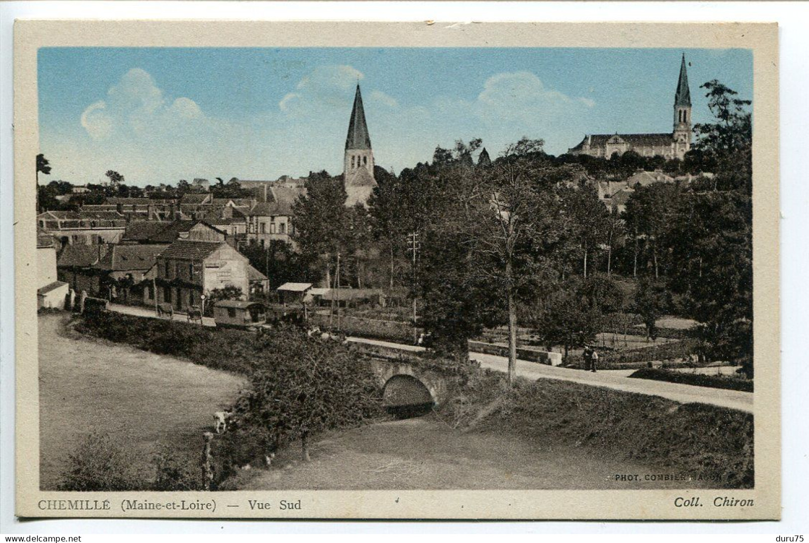 Couleur Ecrite En 1946 * CHEMILLÉ Vue Sud ( 2 églises ) Collection Chiron - Chemille