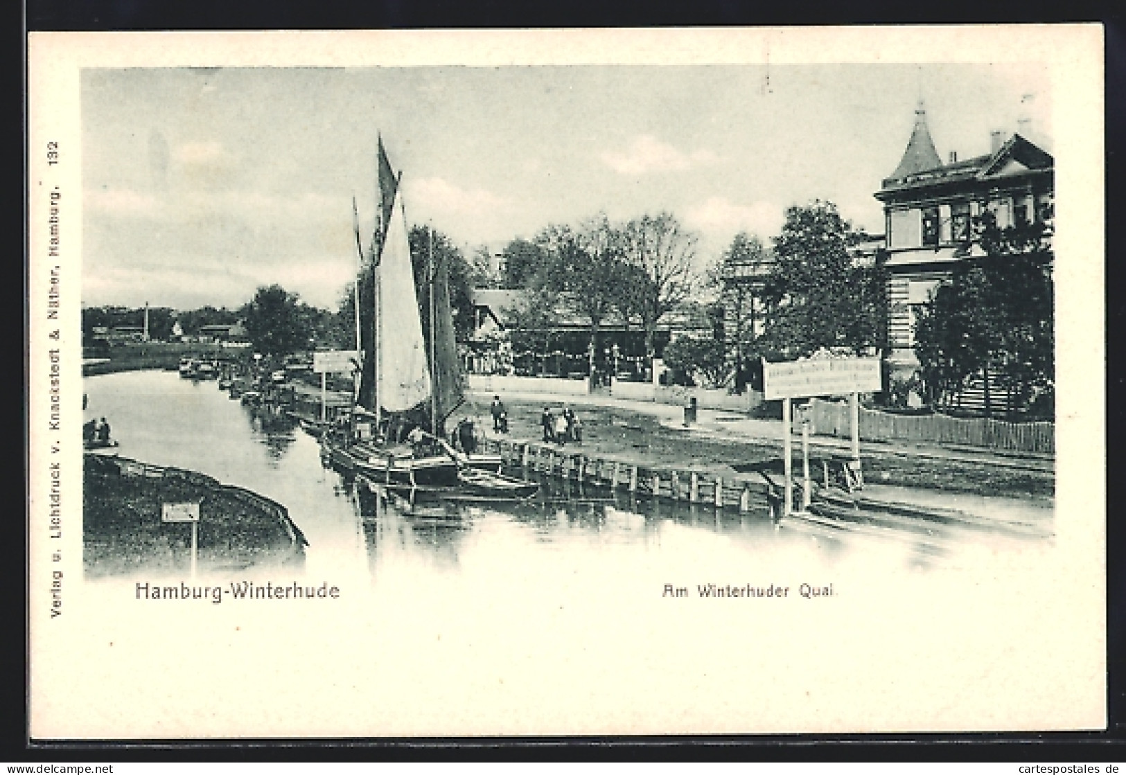 AK Hamburg-Winterhude, Segelboot Am Winterhuder Quai  - Winterhude